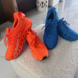 Men's Sneakers - Vibrant Orange and Blue 2 pairs for $45